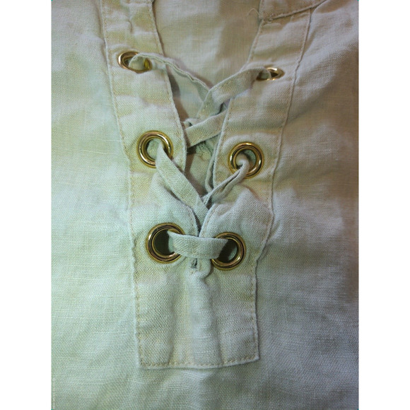 ELLEN TRACEY SHIRT 1/4 BRAID PULLOVER LINEN CREAM SOLID WOMEN S SIZE XL - Picture 8 of 11